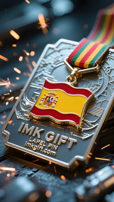 in981-Escudo-de-Oro-Fundido-Llama-y-Gloria-en-la-Bandera-y-Medalla-Española